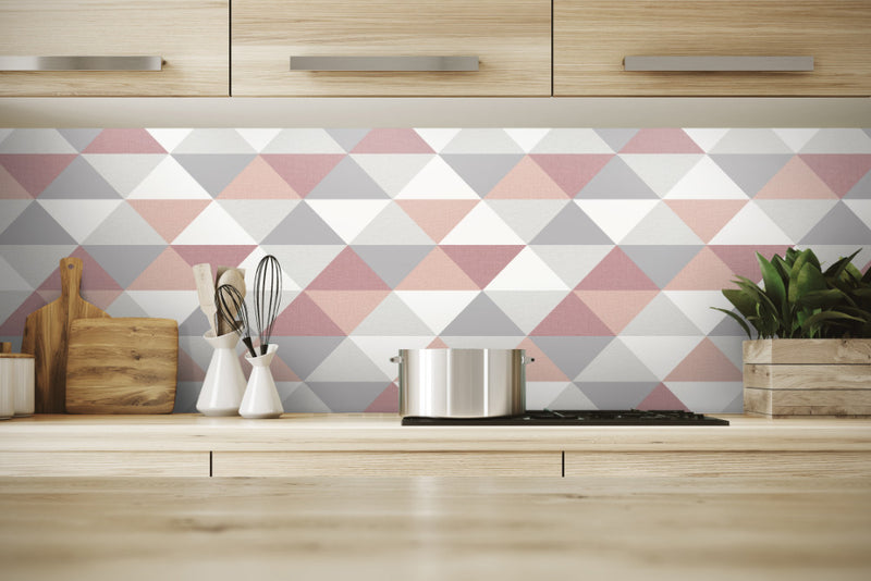 media image for Mod Triangle Peel-and-Stick Wallpaper in Pink and Grey by NextWall 23
