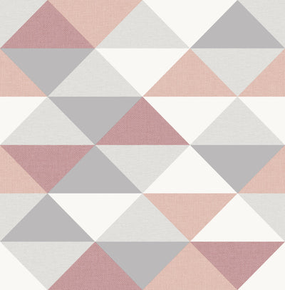 product image for Mod Triangle Peel-and-Stick Wallpaper in Pink and Grey by NextWall 8