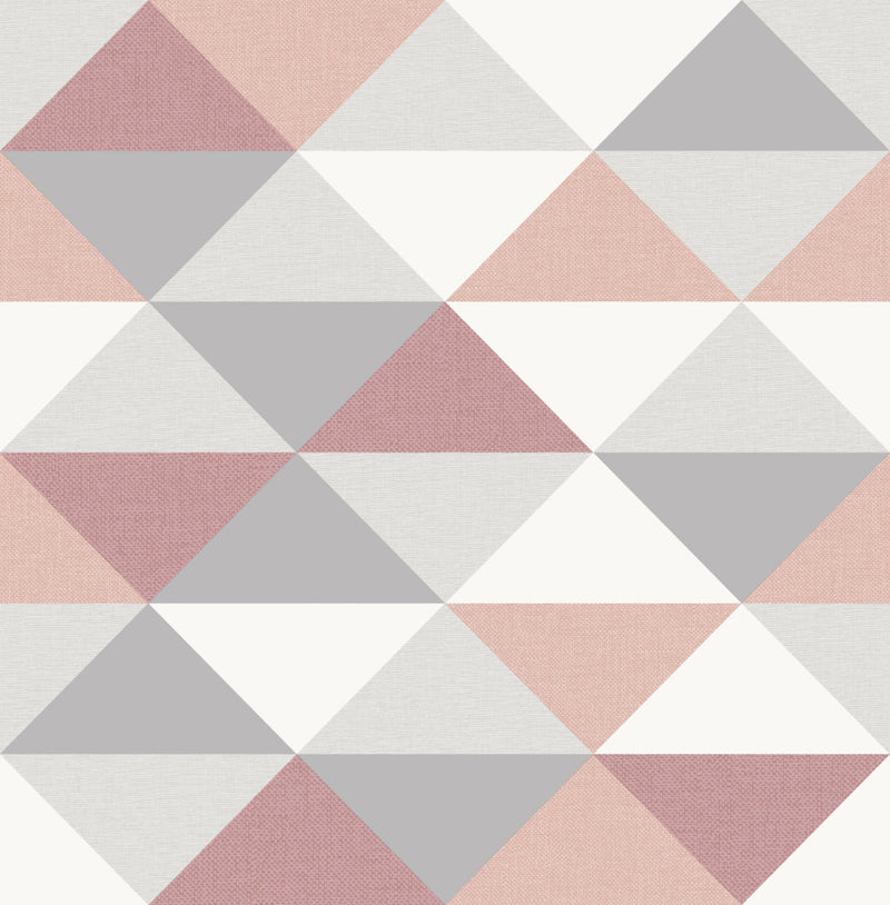 media image for Mod Triangle Peel-and-Stick Wallpaper in Pink and Grey by NextWall 245