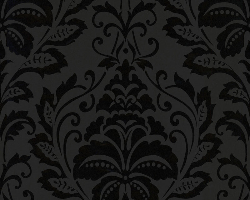 media image for sample modern damask wallpaper in black design by bd wall 1 243