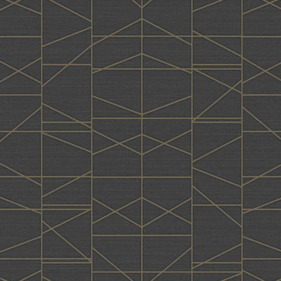 product image of Modern Perspective Wallpaper in Black and Gold from the Geometric Resource Collection by York Wallcoverings 594