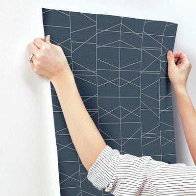 product image for Modern Perspective Wallpaper in Navy and Silver from the Geometric Resource Collection by York Wallcoverings 46