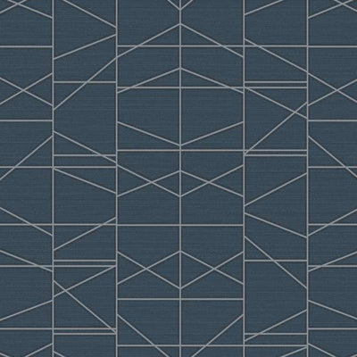 product image of sample modern perspective wallpaper in navy and silver from the geometric resource collection by york wallcoverings 1 596