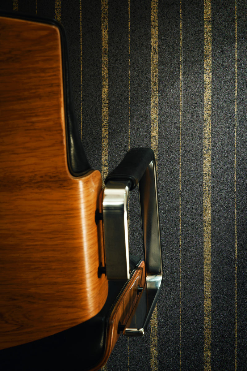 media image for Modern Stripes Wallpaper in Brown and Gold design by BD Wall 221