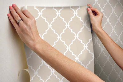 product image for Modern Trellis Peel & Stick Wallpaper in Beige by RoomMates for York Wallcoverings 86
