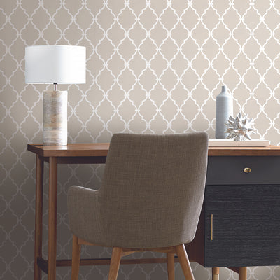 product image for Modern Trellis Peel & Stick Wallpaper in Beige by RoomMates for York Wallcoverings 56