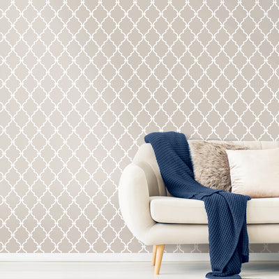 product image for Modern Trellis Peel & Stick Wallpaper in Beige by RoomMates for York Wallcoverings 17