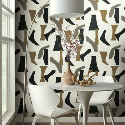 product image for Modernist Peel & Stick Wallpaper in Black and Gold by York Wallcoverings 42