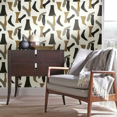 product image for Modernist Peel & Stick Wallpaper in Black and Gold by York Wallcoverings 48