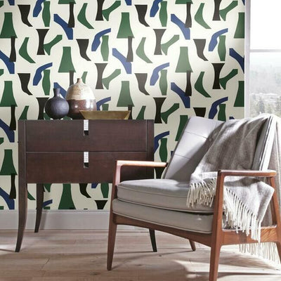 product image for Modernist Peel & Stick Wallpaper in Green and Blue by York Wallcoverings 71