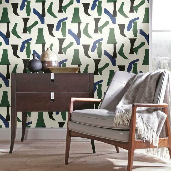 media image for Modernist Peel & Stick Wallpaper in Green and Blue by York Wallcoverings 275