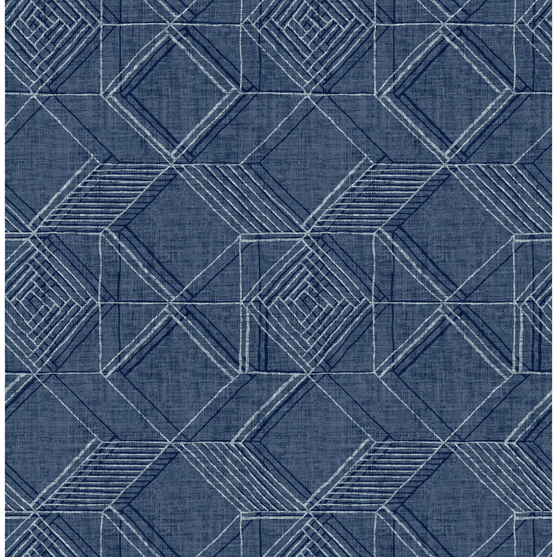 media image for Moki Lattice Geometric Wallpaper in Blue from the Pacifica Collection by Brewster Home Fashions 280