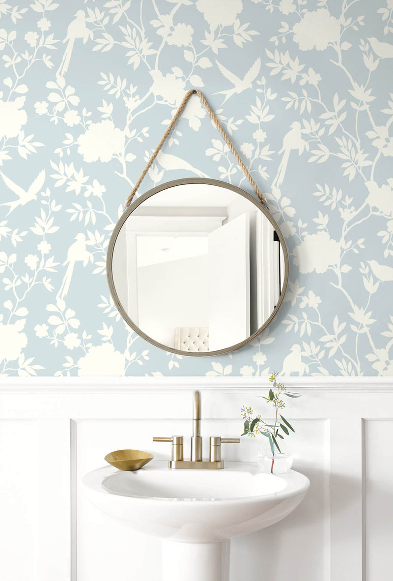 media image for Mono Toile Peel-and-Stick Wallpaper in Hampton Blue from the Luxe Haven Collection by Lillian August 279