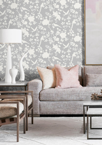 product image for Mono Toile Peel-and-Stick Wallpaper in Harbor Mist from the Luxe Haven Collection by Lillian August 24