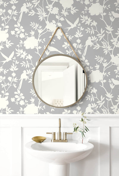 product image for Mono Toile Peel-and-Stick Wallpaper in Harbor Mist from the Luxe Haven Collection by Lillian August 1