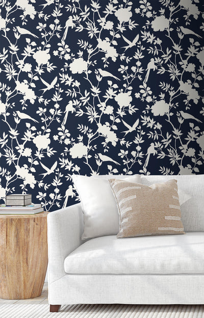 product image for Mono Toile Peel-and-Stick Wallpaper in Midnight Blue from the Luxe Haven Collection by Lillian August 55