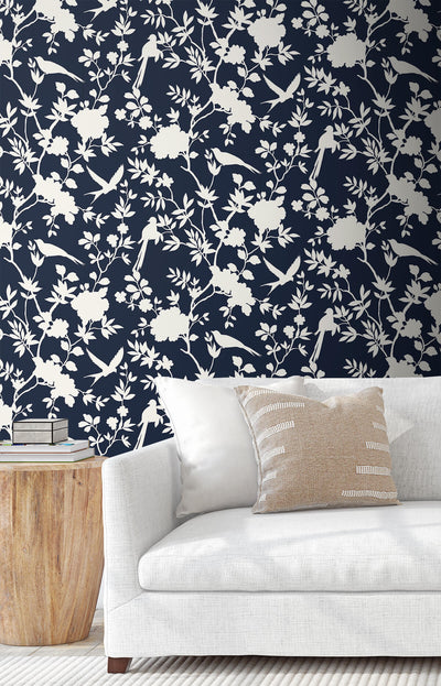 product image for Mono Toile Peel-and-Stick Wallpaper in Midnight Blue from the Luxe Haven Collection by Lillian August 61