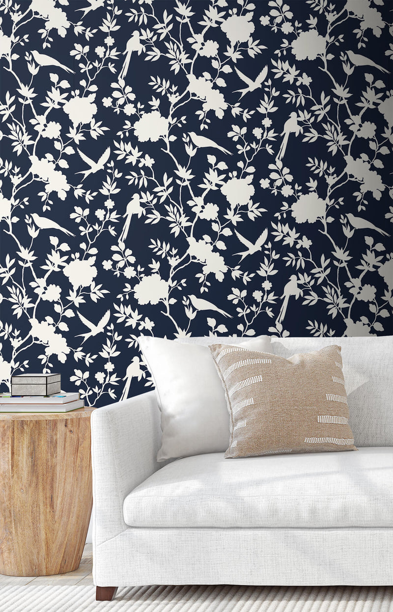 media image for Mono Toile Peel-and-Stick Wallpaper in Midnight Blue from the Luxe Haven Collection by Lillian August 238