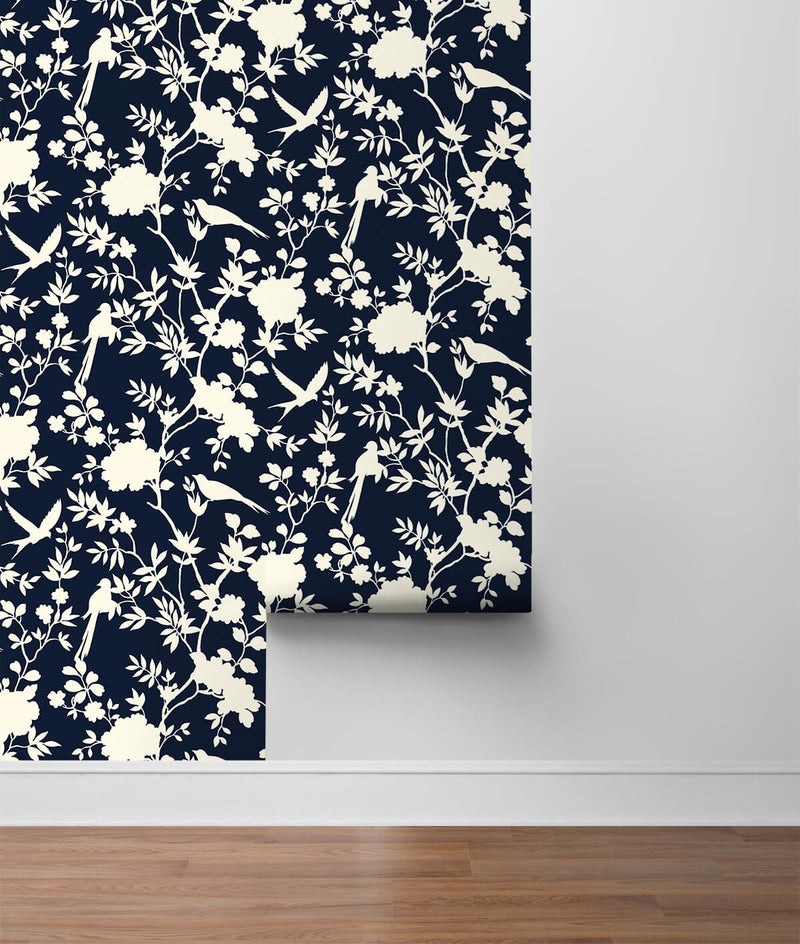 media image for Mono Toile Peel-and-Stick Wallpaper in Midnight Blue from the Luxe Haven Collection by Lillian August 280