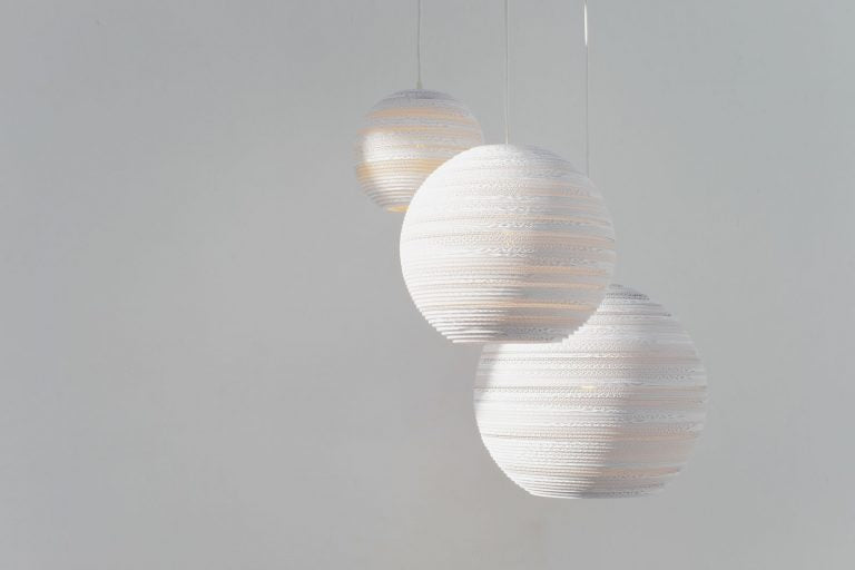 media image for Moon Scraplight Pendant White in Various Sizes 289