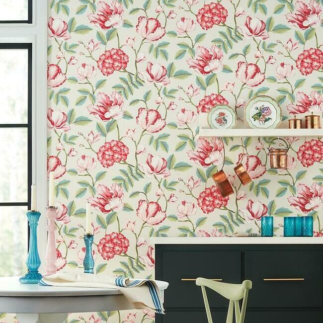 media image for Morning Garden Wallpaper in Beige from the Grandmillennial Collection by York Wallcoverings 246