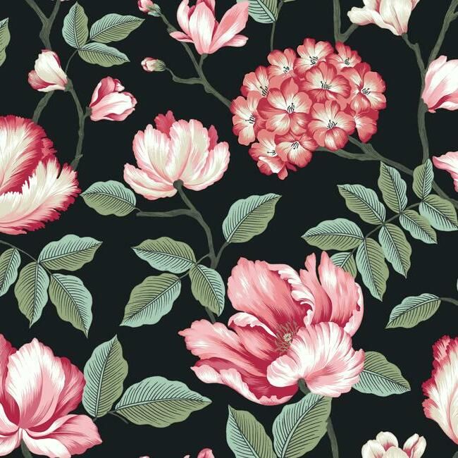 media image for Morning Garden Wallpaper in Black from the Grandmillennial Collection by York Wallcoverings 281