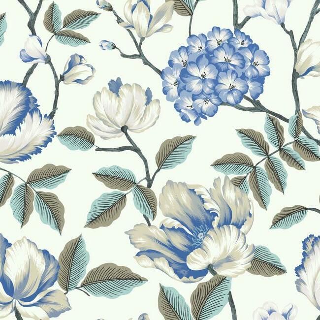 media image for sample morning garden wallpaper in white from the grandmillennial collection by york wallcoverings 1 283