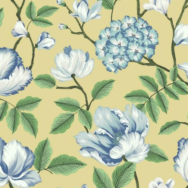 media image for Morning Garden Wallpaper in Yellow from the Grandmillennial Collection by York Wallcoverings 251