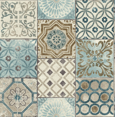 product image of sample moroccan tile peel and stick wallpaper in neutrals and greys by nextwall 1 527