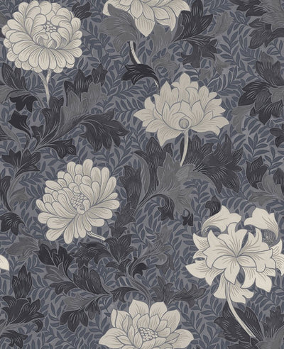 product image of sample morrissey flower wallpaper in pewter from the sanctuary collection by mayflower wallpaper 1 574