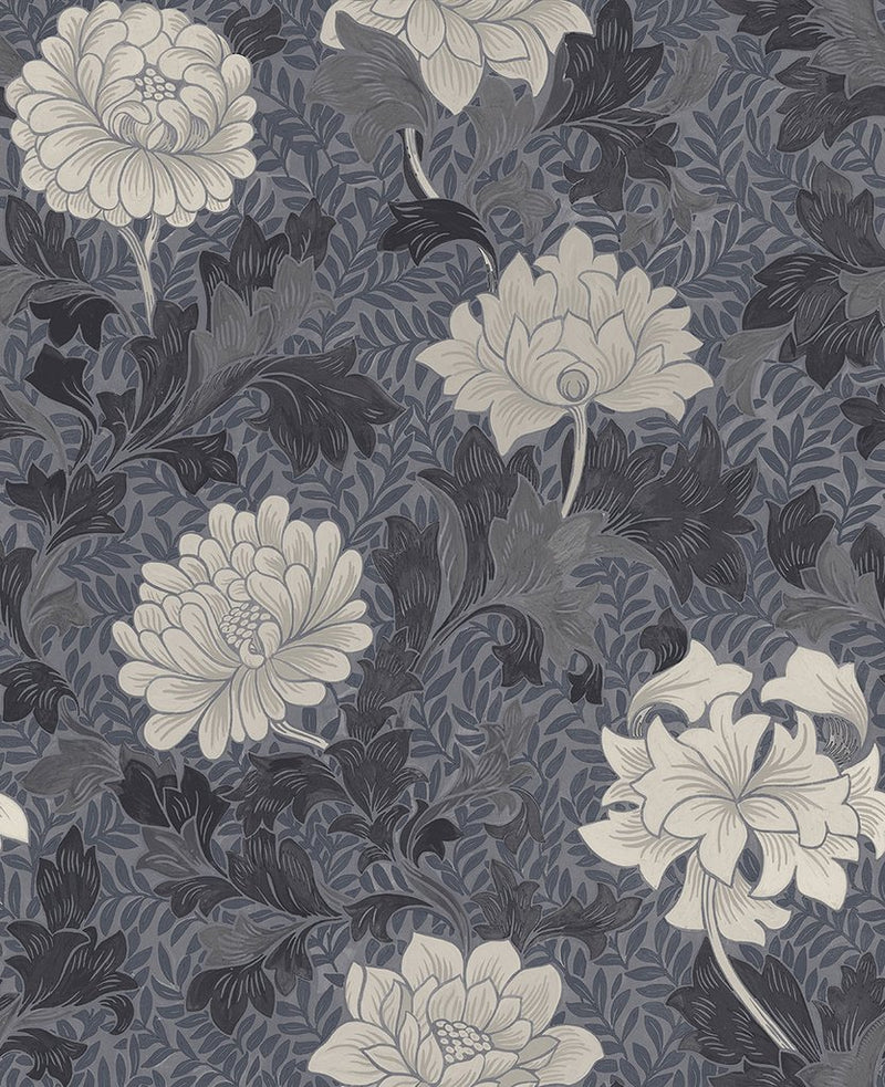 media image for Morrissey Flower Wallpaper in Pewter from the Sanctuary Collection by Mayflower Wallpaper 240