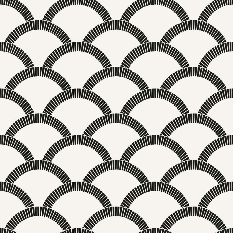 media image for sample mosaic scallop self adhesive wallpaper single roll in black and cream by tempaper 1 260