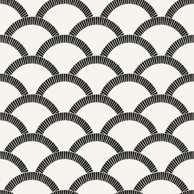 product image of sample mosaic scallop self adhesive wallpaper in black cream design by tempaper 1 57