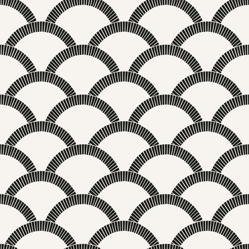 media image for sample mosaic scallop self adhesive wallpaper in black cream design by tempaper 1 285