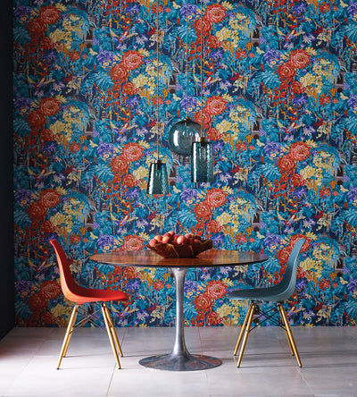product image of Mughal Wallpaper in Navy and Paprika by Matthew Williamson for Osborne & Little 574