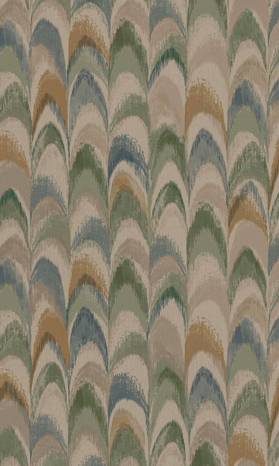 product image of Multi-Color Peacock Feather-Inspired Geometric Wallpaper by Walls Republic 514
