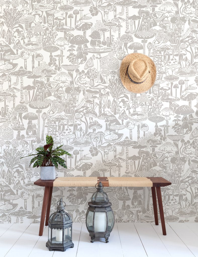 media image for Mushroom City Wallpaper in Stone design by Aimee Wilder 277
