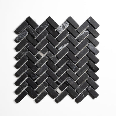 product image of nero st gabriel mini herringbone mosaic tumbled by burke decor ng mhbt 1 540