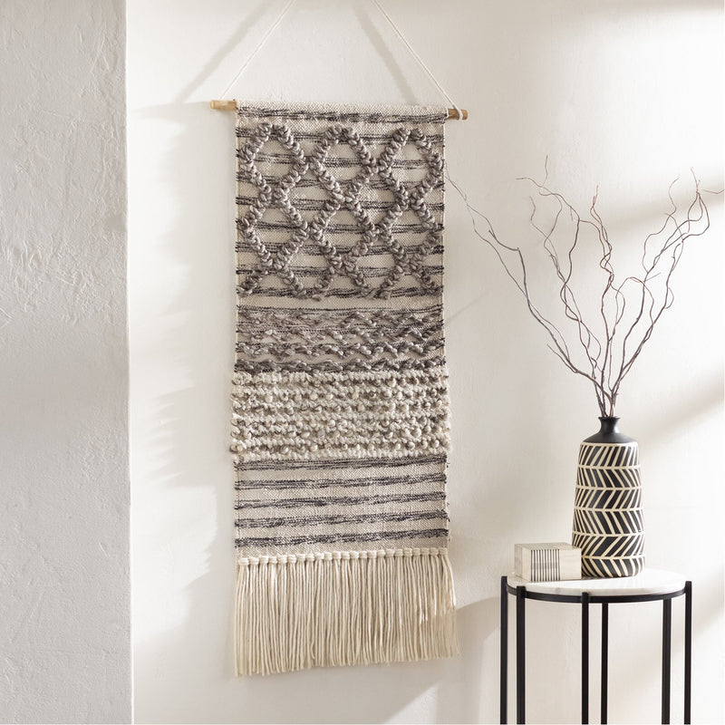 media image for Nordia NOR-1000 Hand Woven Wall Hanging in Beige & Charcoal by Surya 259