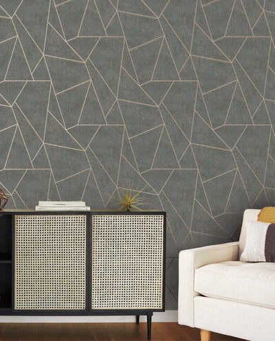 product image for Nazca Wallpaper in Dark Grey/Gold from the Modern Metals Second Edition 11