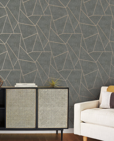 product image for Nazca Wallpaper in Dark Grey/Gold from the Modern Metals Second Edition 44