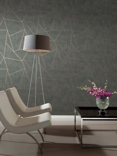 product image for Nazca Wallpaper in Dark Grey/Gold from the Modern Metals Second Edition 76