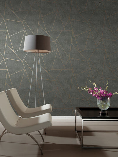 product image for Nazca Wallpaper in Dark Grey/Gold from the Modern Metals Second Edition 63