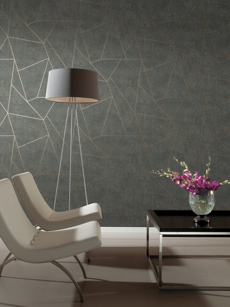 media image for Nazca Wallpaper in Dark Grey/Gold from the Modern Metals Second Edition 241