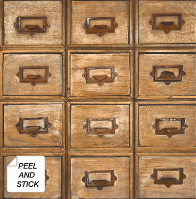product image for Library Card Catalog Peel-and-Stick Wallpaper in Tawny by NextWall 40