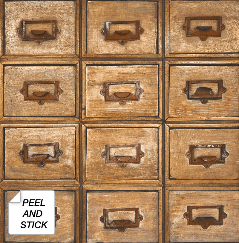media image for Library Card Catalog Peel-and-Stick Wallpaper in Tawny by NextWall 252