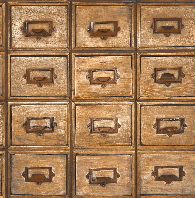 media image for Library Card Catalog Peel-and-Stick Wallpaper in Tawny by NextWall 254