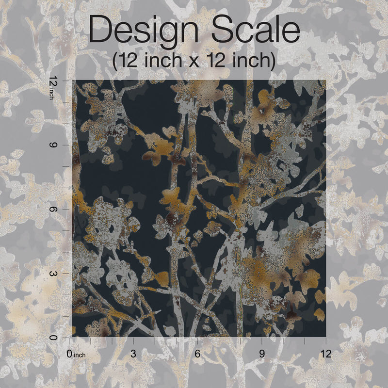 media image for Shimmering Foliage Wallpaper in Black/Multi from the Modern Metals Second Edition 297