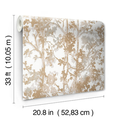 product image for Shimmering Foliage Wallpaper in White/Gold from the Modern Metals Second Edition 19