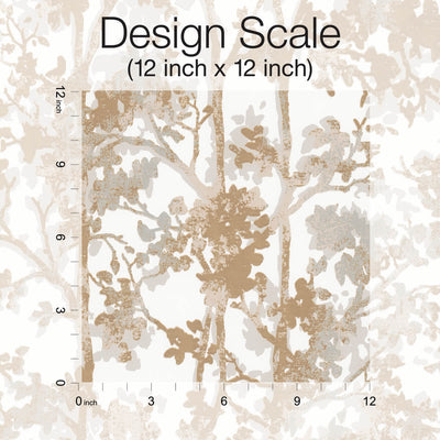 product image for Shimmering Foliage Wallpaper in White/Gold from the Modern Metals Second Edition 83